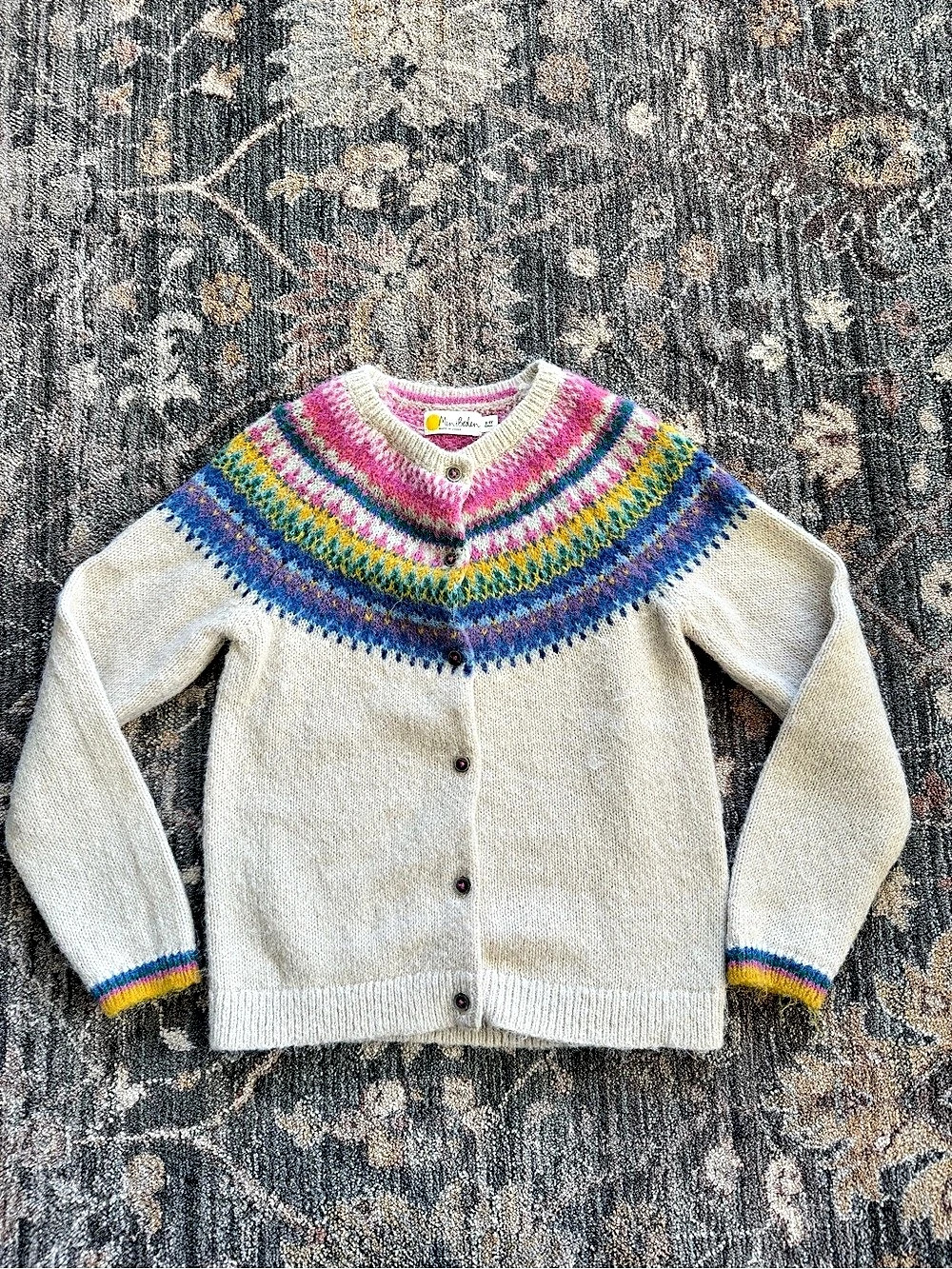 Mini Boden Fair Isle Knit Cardigan Size 8-9